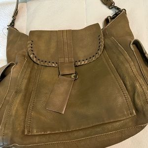 Free People boho, khaki green, leather shoulder/crossbody bag